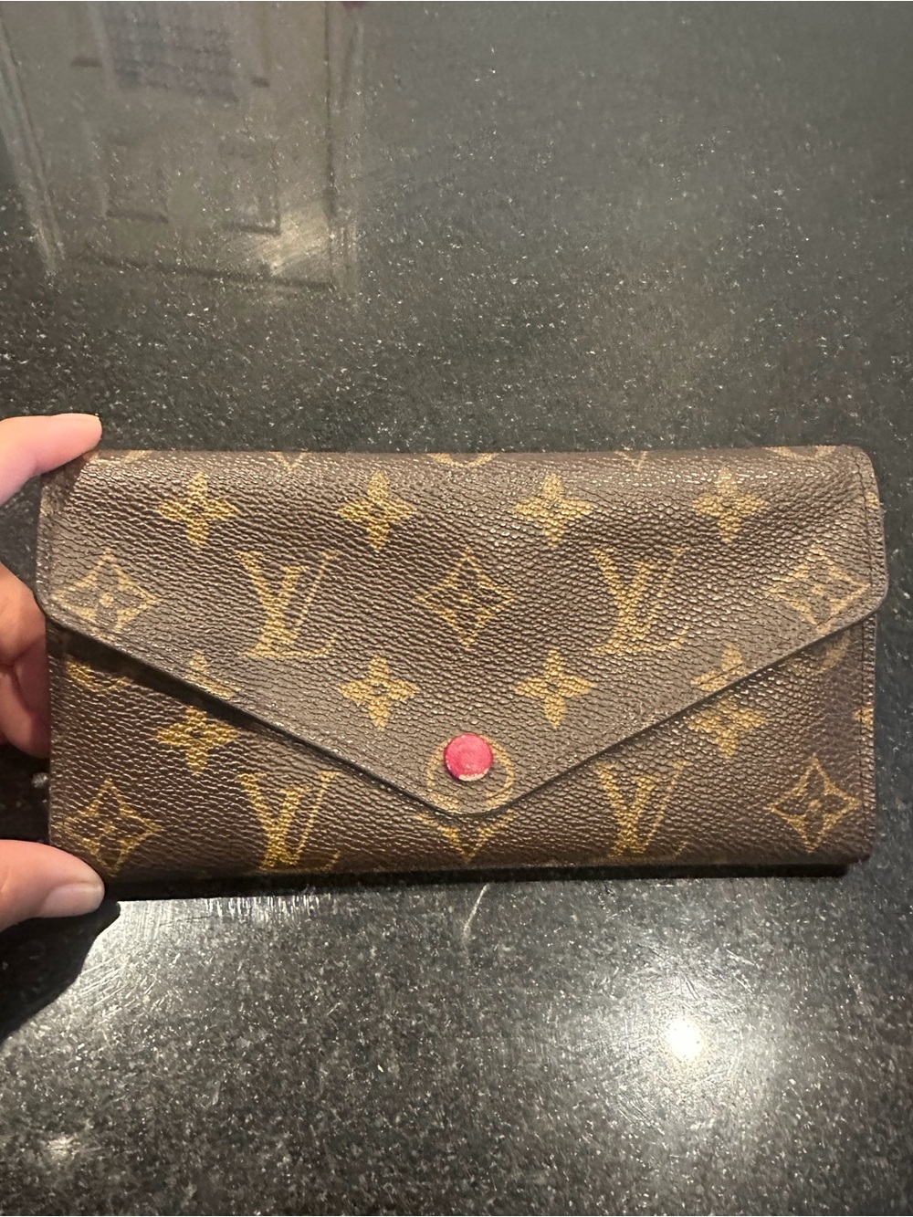 Louis Vuitton Monogram Envelope Wallet with Fuchsia Snap